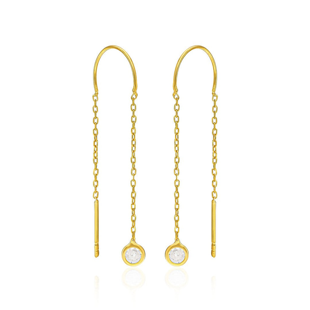 Asılı Zirkon Zincir Küpe - 925 GÜMÜŞ