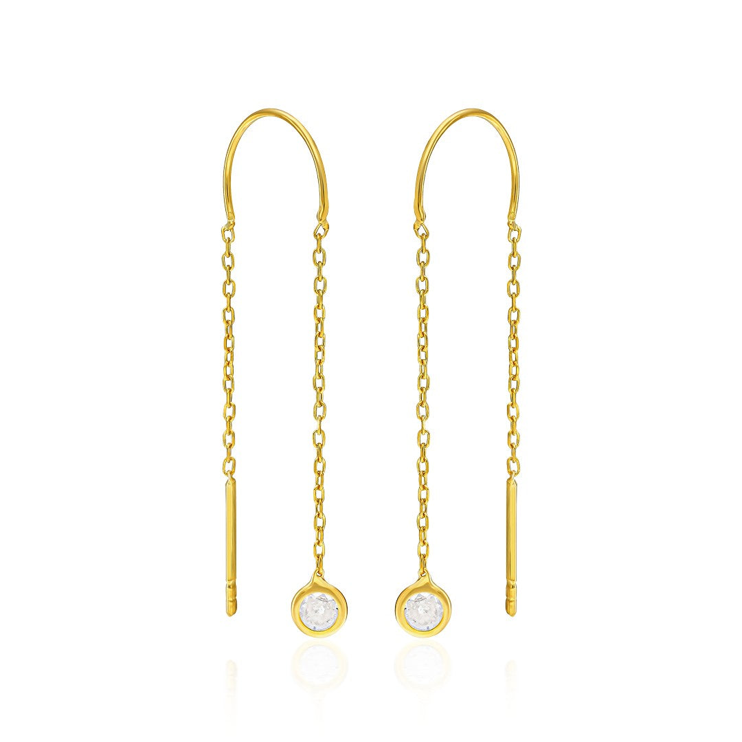 Asılı Zirkon Zincir Küpe - 925 GÜMÜŞ