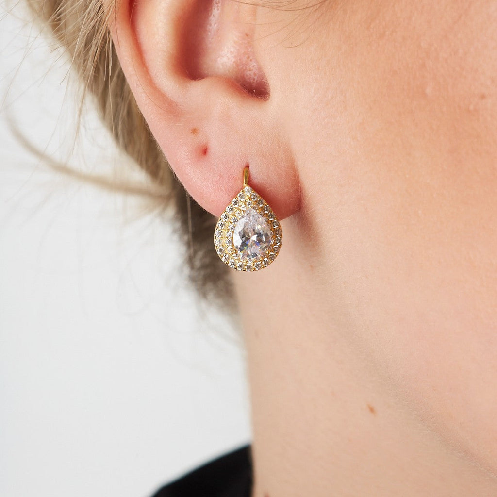 Gözyaşı taşlı pırlanta küpe - 925 GÜMÜŞ