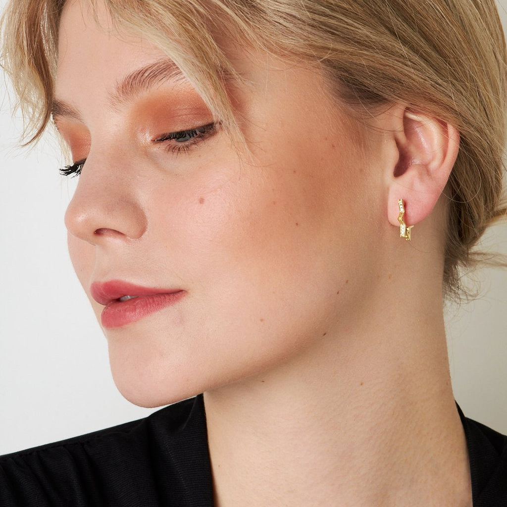 Taşlı Yıldız Küpe - 925 GÜMÜŞ