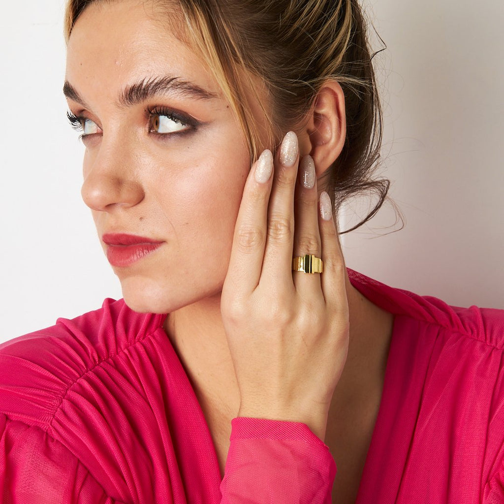 Dikey Çizgili Halka Yüzük - 925 GÜMÜŞ