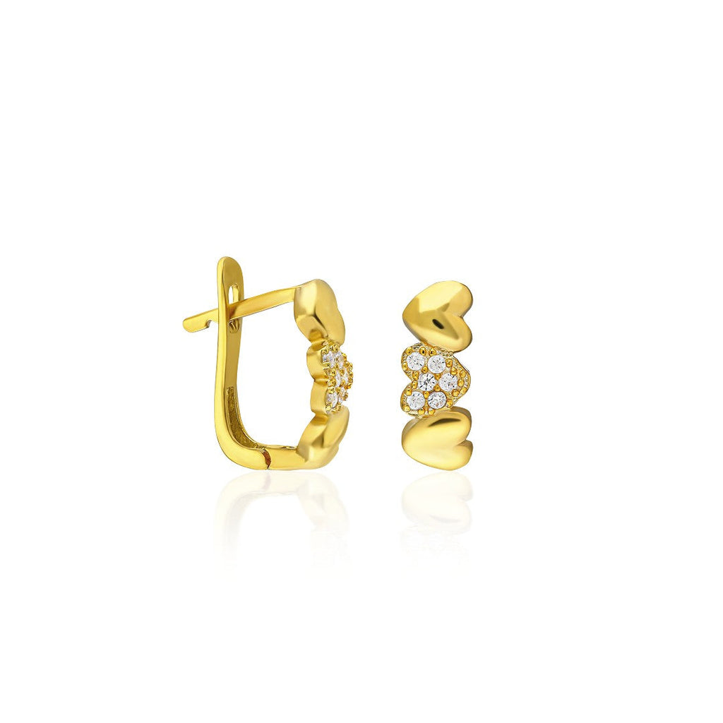 Üçlü Kalp Sıralı Küpe - 925 GÜMÜŞ