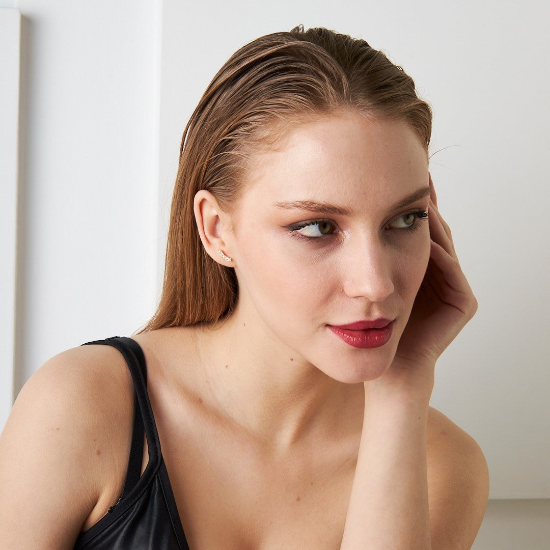 Beş İnci Taşla Piercing - 925 GÜMÜŞ