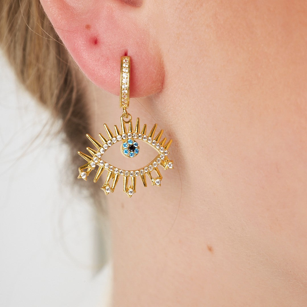 Göz Efektli Model Küpe - 925 GÜMÜŞ