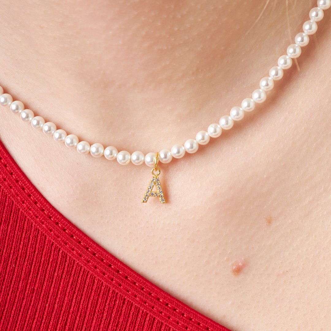 Taşlı İnci Harf Seti - 925 GÜMÜŞ