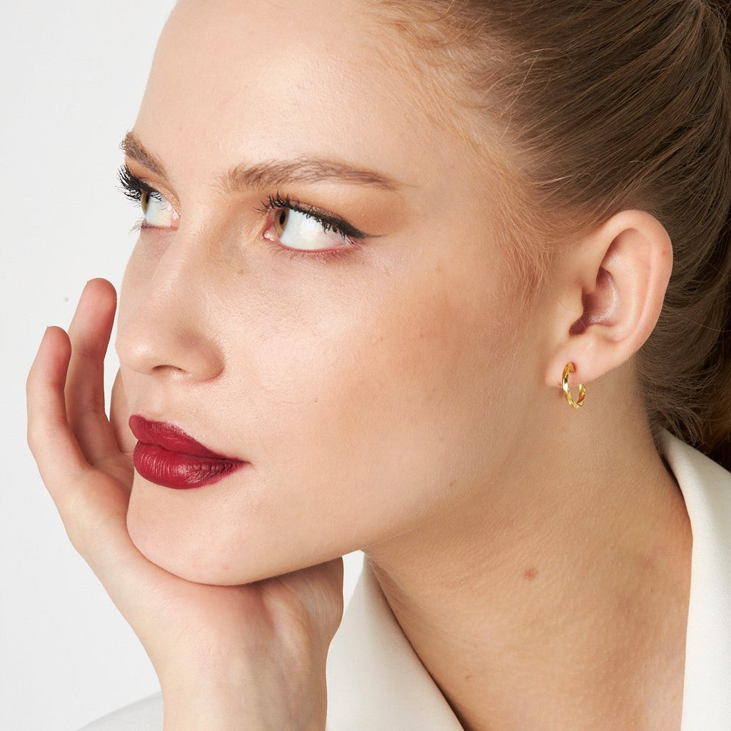 Çift Bükümlü Halka Küpe2 - 925 GÜMÜŞ