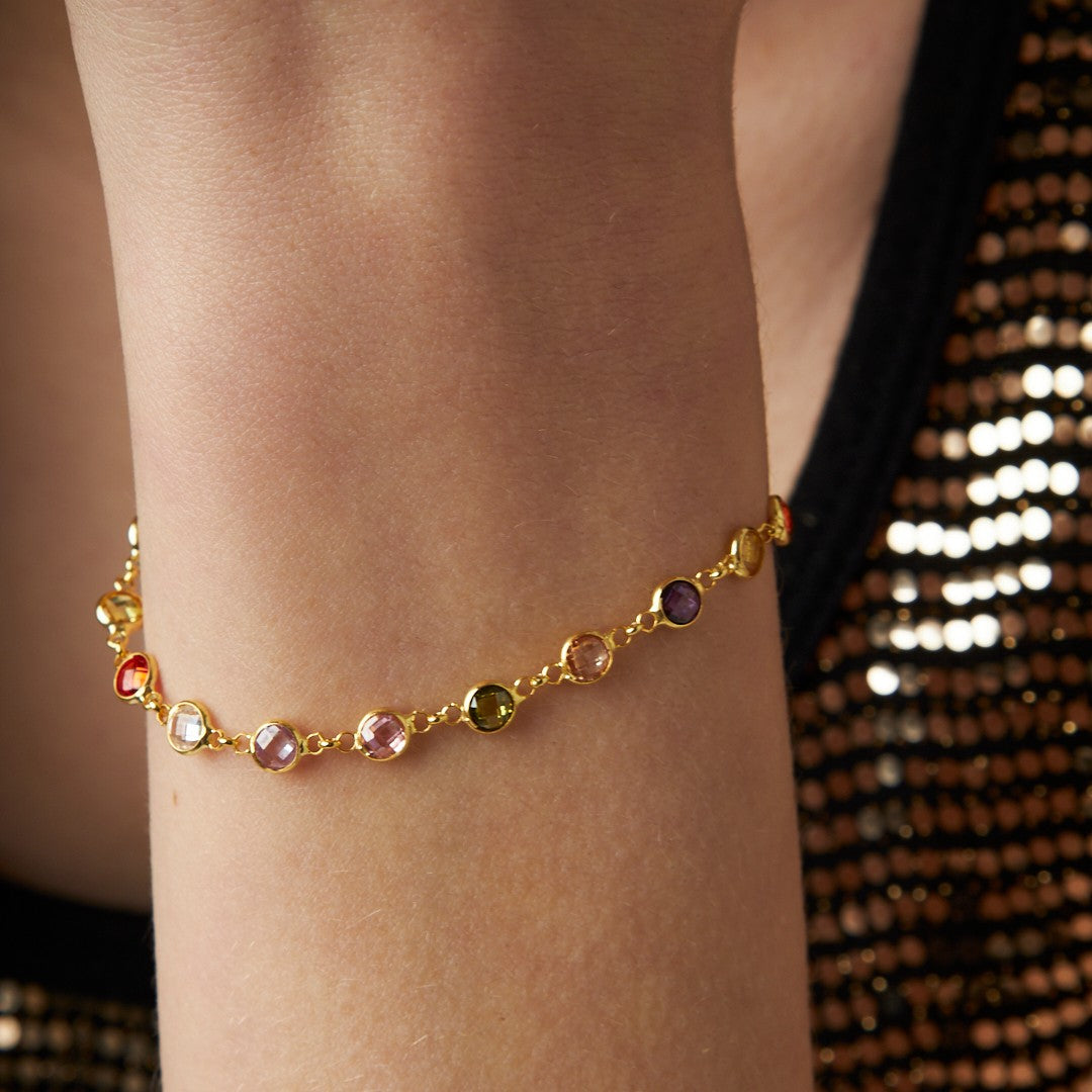 Renkli Taşlı Bileklik - 925 GÜMÜŞ