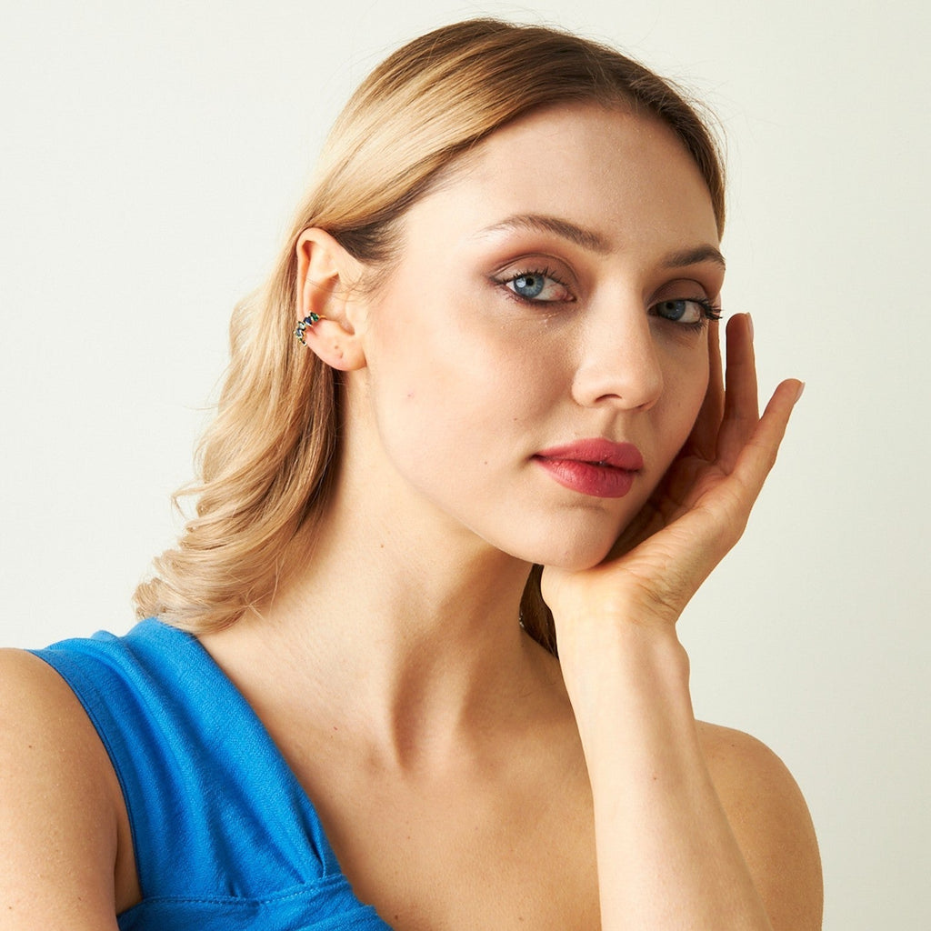 Gözyaşı Taşlı Kıkırdak Küpe - 925 GÜMÜŞ