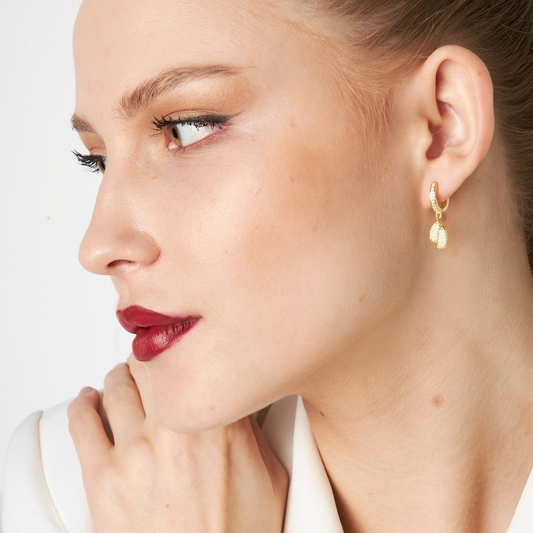 Taşlı Bebek Ayak İzi Küpesi - 925 GÜMÜŞ