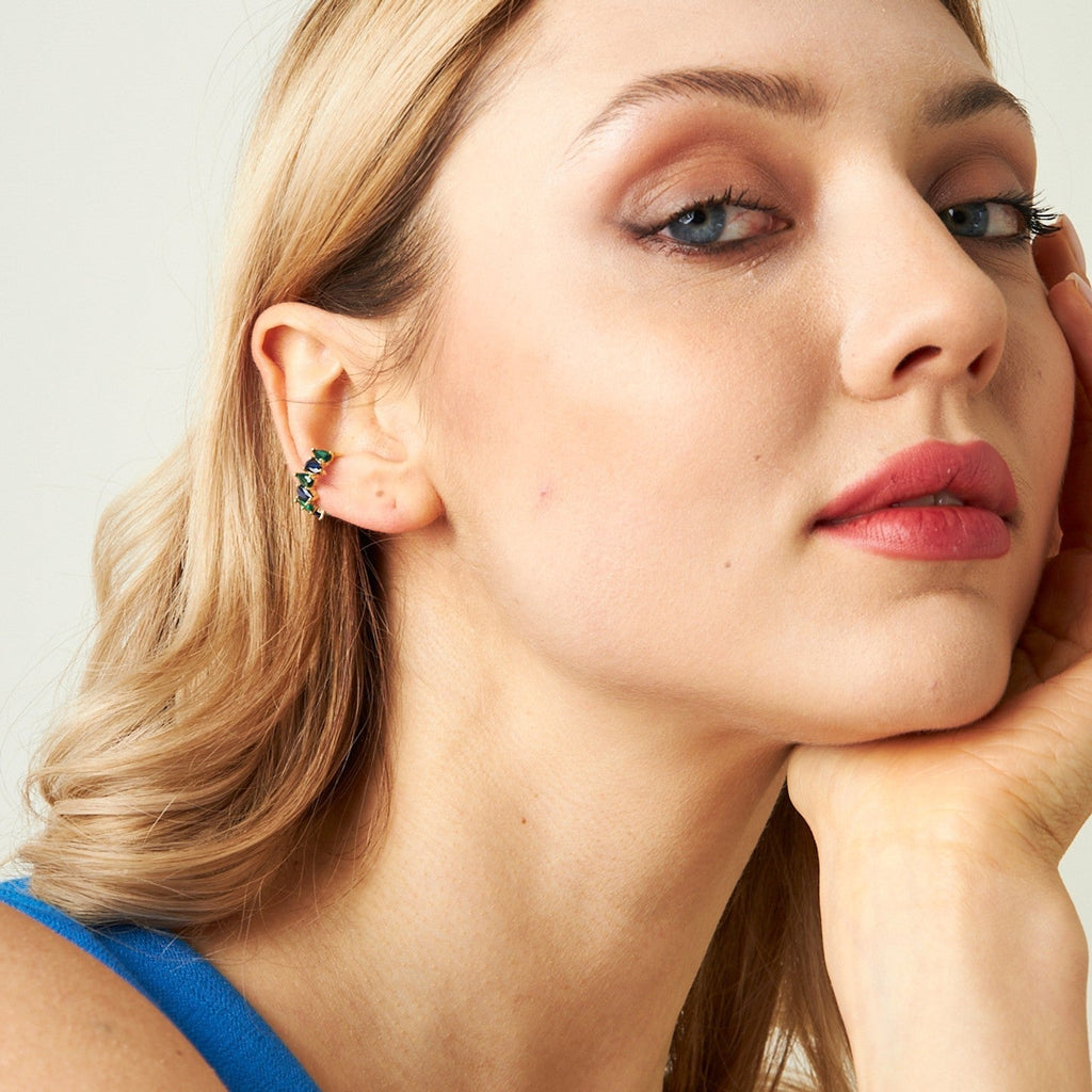 Gözyaşı Taşlı Kıkırdak Küpe - 925 GÜMÜŞ