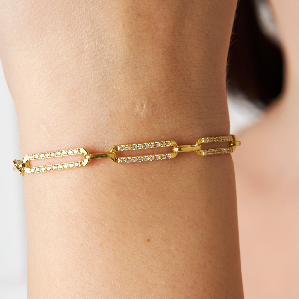 Zirkon Taşlı Ataç Bileklik - 925 GÜMÜŞ