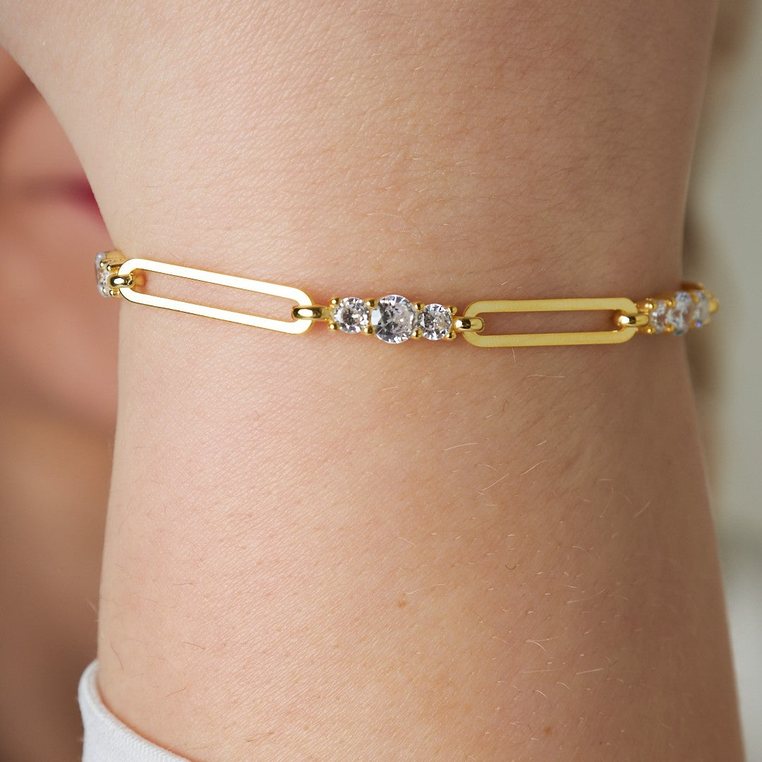 Izzy Zırkonya Zincir Bileklik - 925 GÜMÜŞ