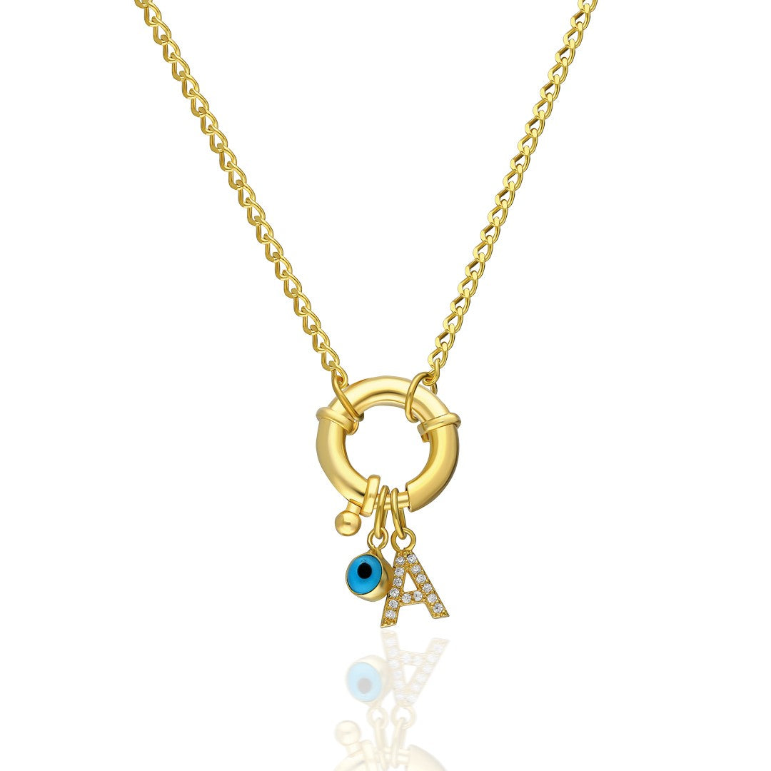 Nazar Harfli  Kolye - 925 GÜMÜŞ