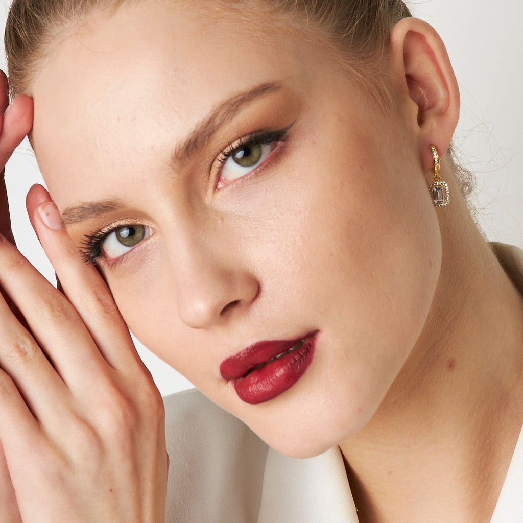 Baget Taşlı Küpe - 925 GÜMÜŞ