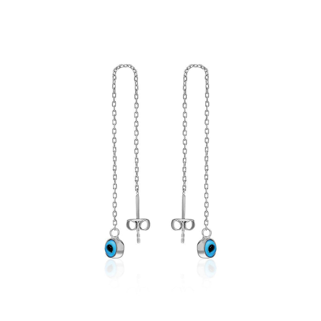 Nazar Sarkan Zincir Küpeler - 925 GÜMÜŞ
