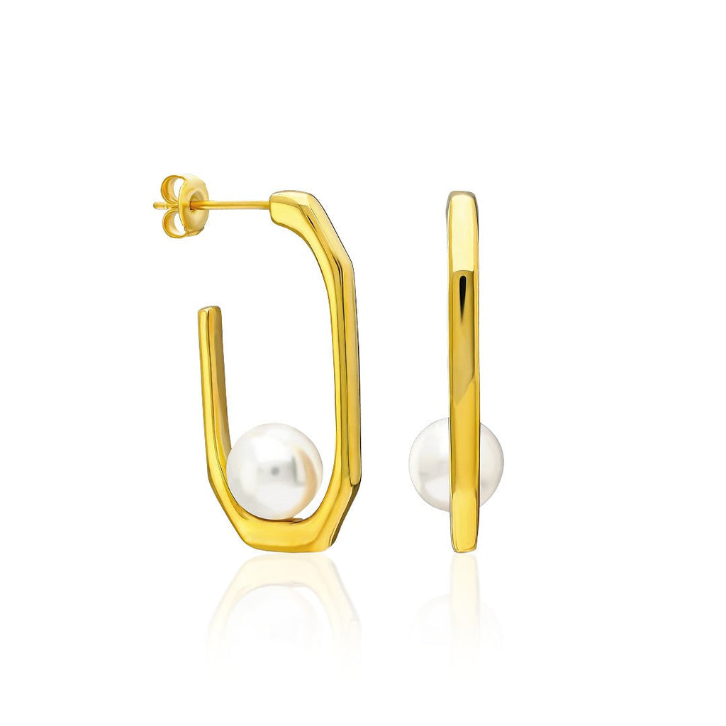 Yarım Yuvarlak İncili Küpe - 925 GÜMÜŞ