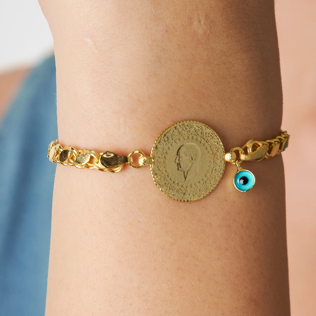 Nazar Çeyrek Arpa Zincir Bileklik - 925 GÜMÜŞ