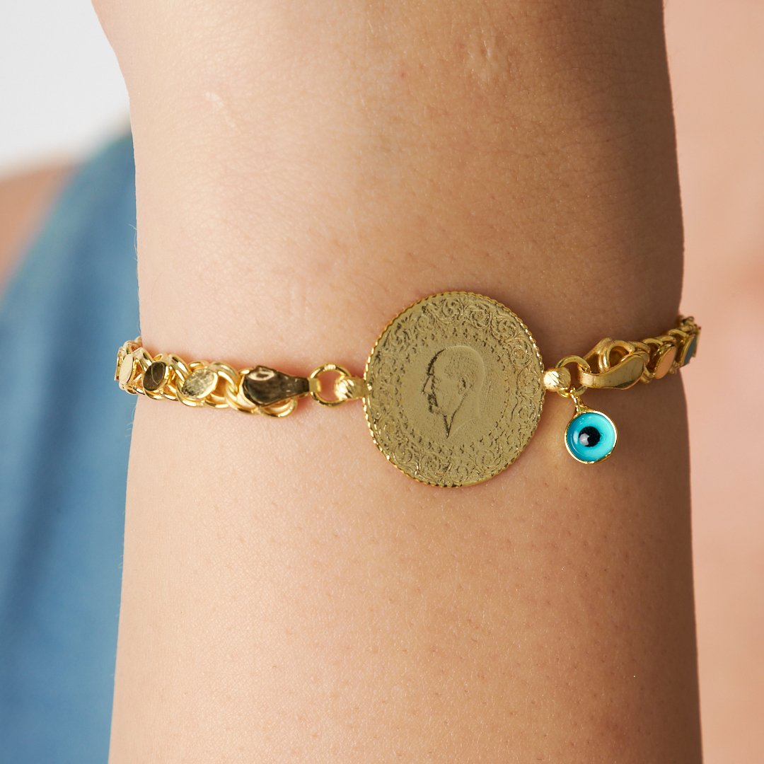 Nazar Çeyrek Arpa Zincir Bileklik - 925 GÜMÜŞ