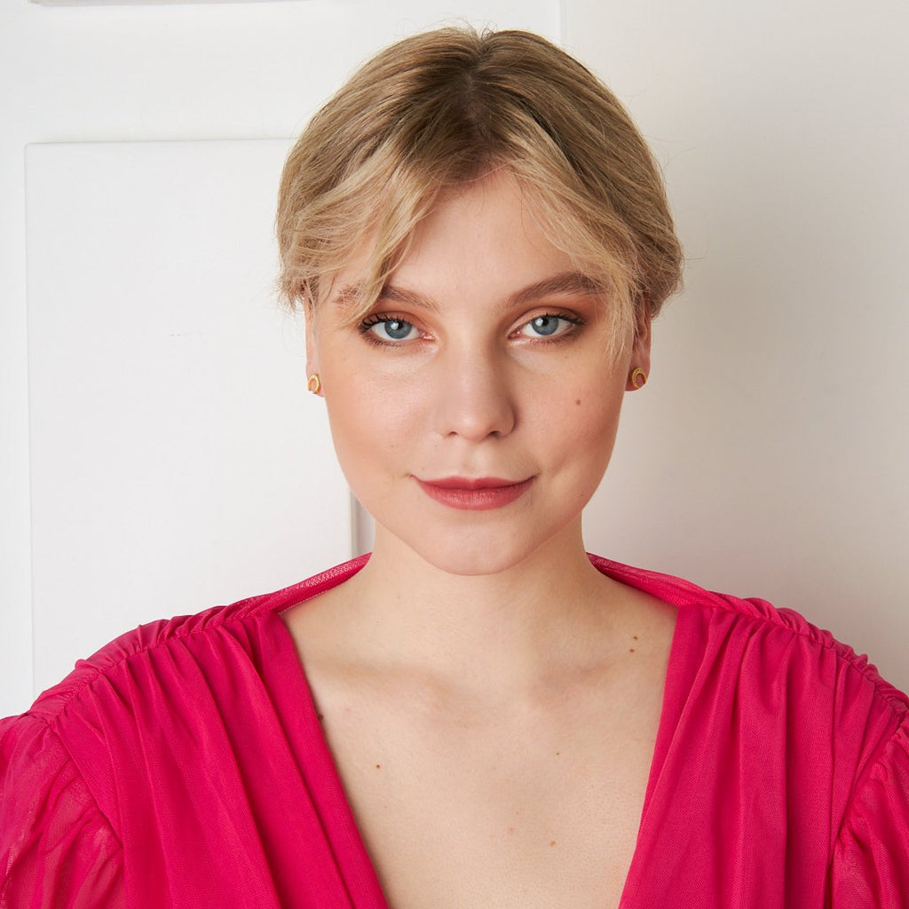 Hilal Ay Taşlı Küpe - 925 GÜMÜŞ