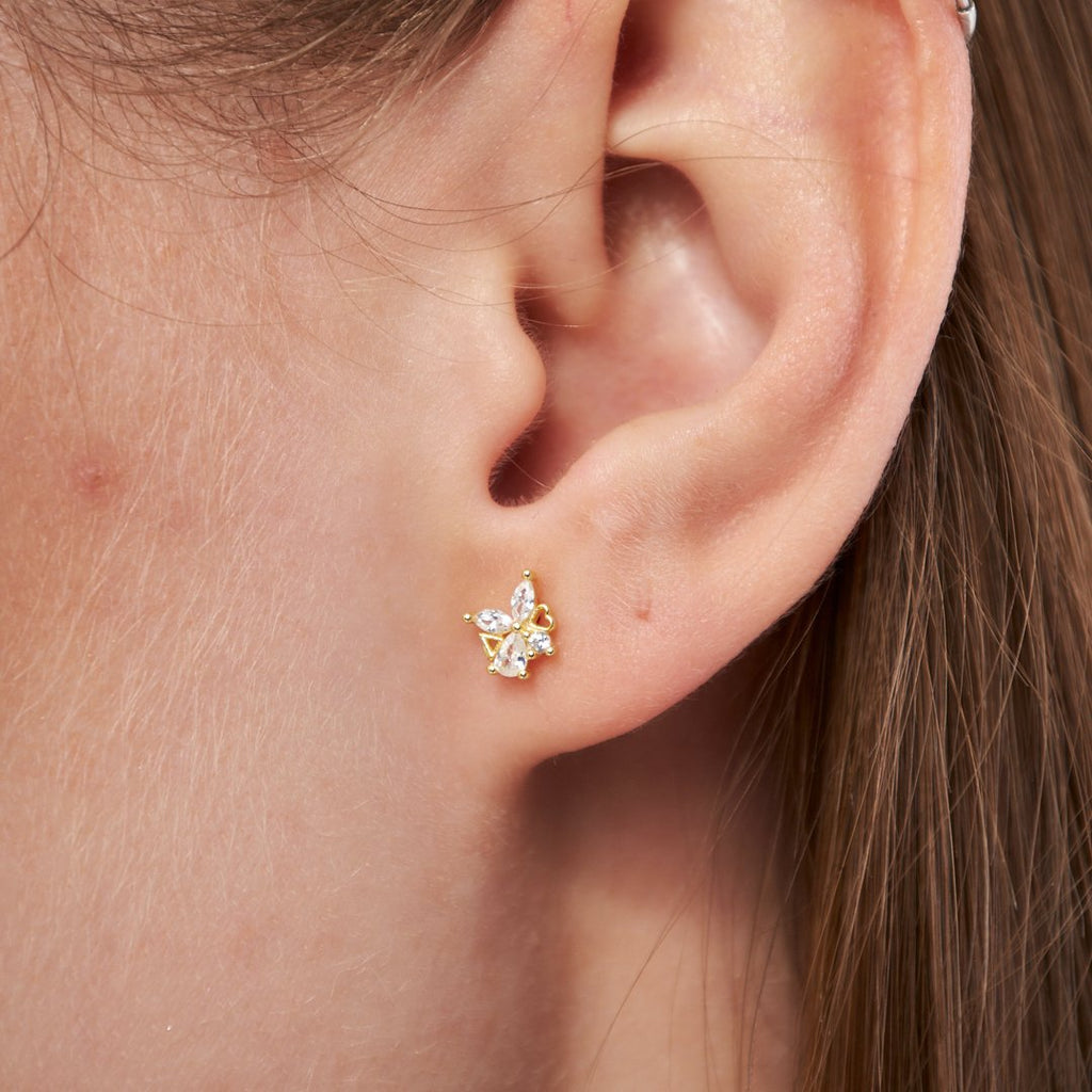 Kalp İle Çiçek Piercing - 925 GÜMÜŞ