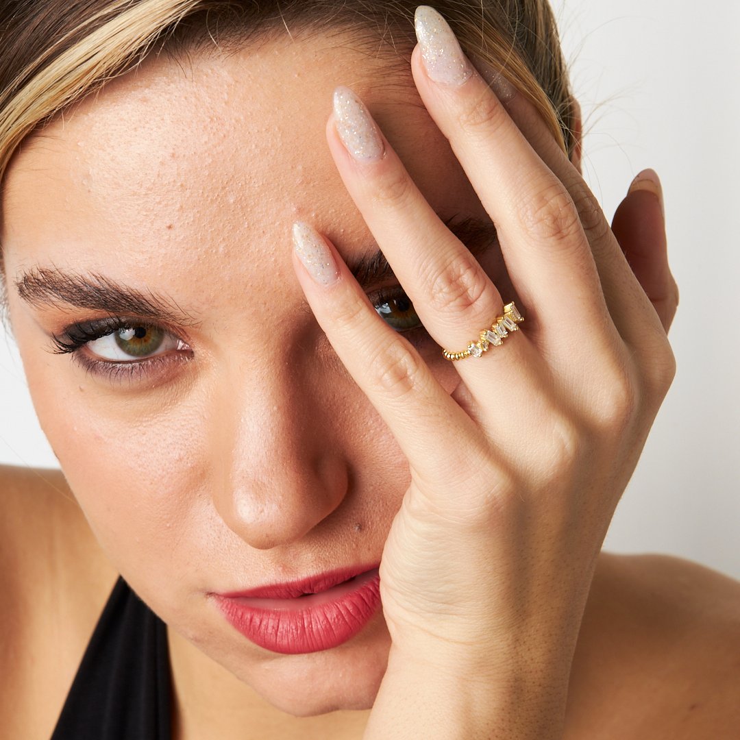 Zarif Baget Pırlanta Yüzük - 925 GÜMÜŞ