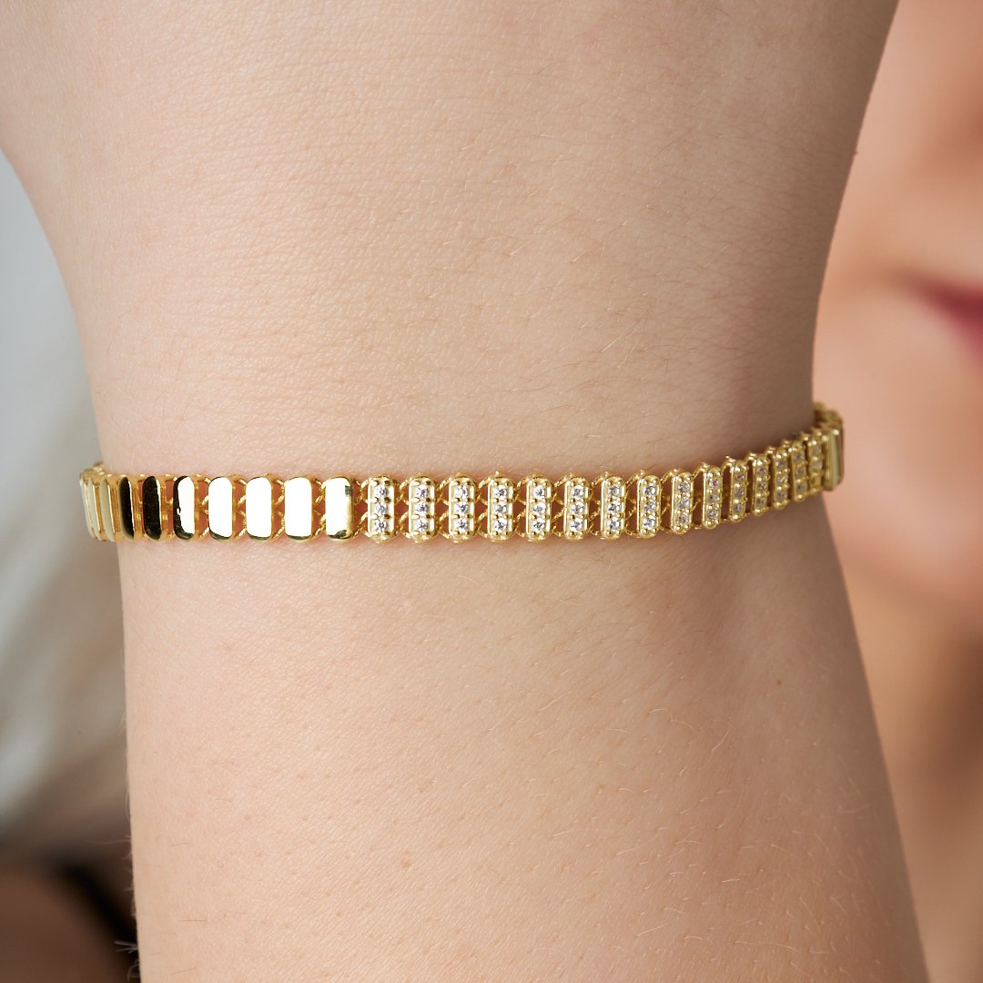 Lüks Taşlı Bileklik - 925 GÜMÜŞ