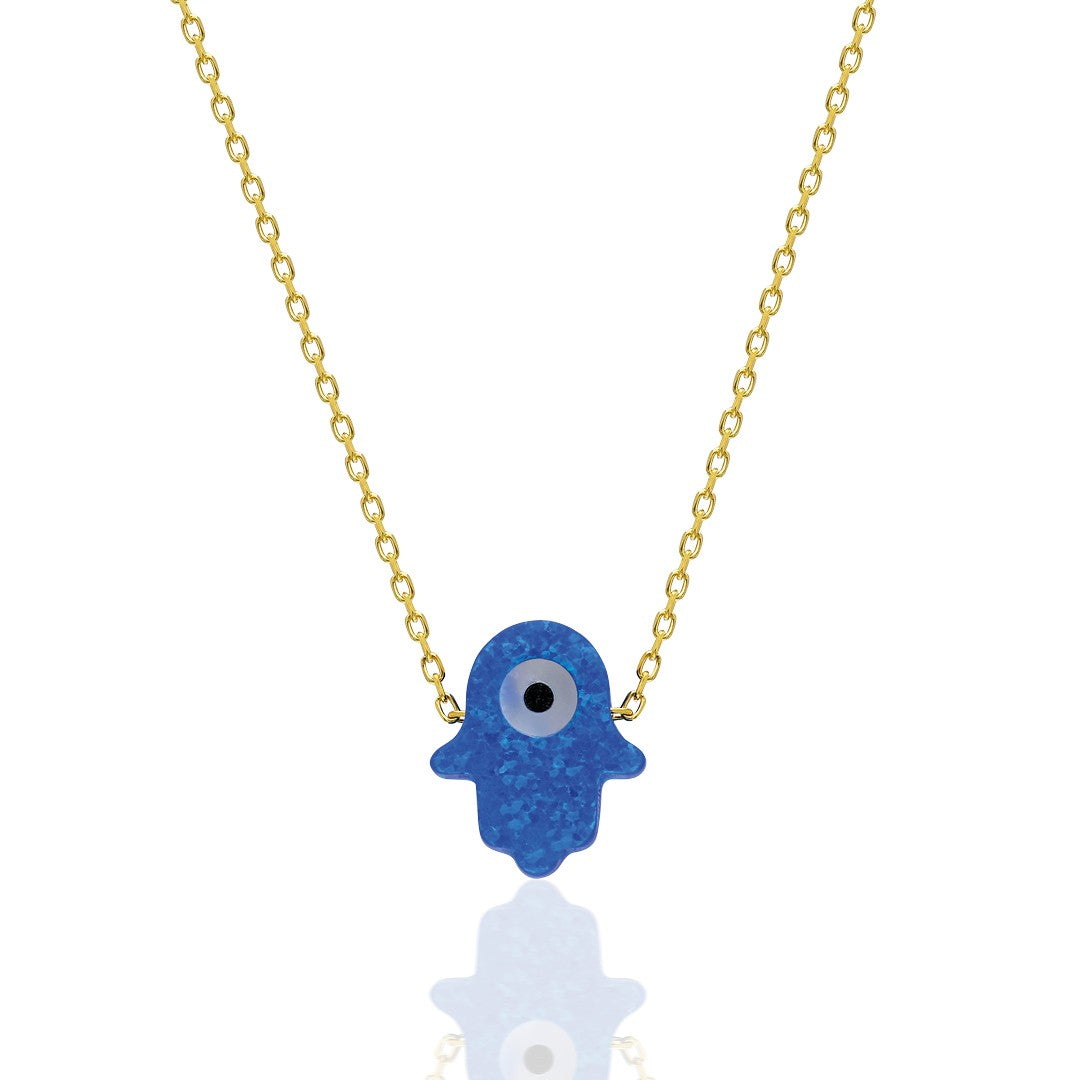 Orjinal Opal Fatma El Kolyesi Gözlü - 925 GÜMÜŞ