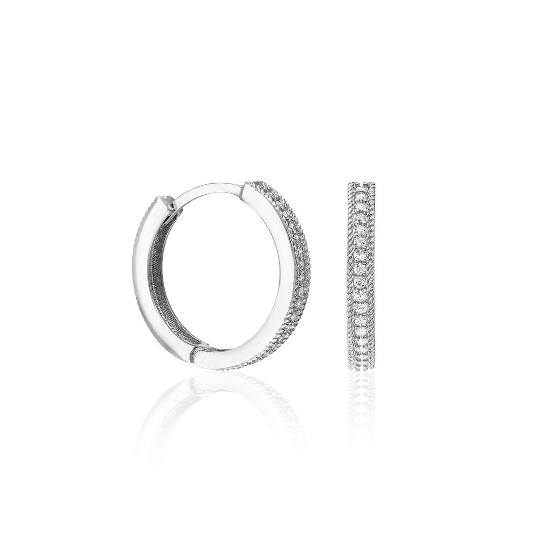 Taşlı Yuvarlak Küpe - 925 GÜMÜŞ