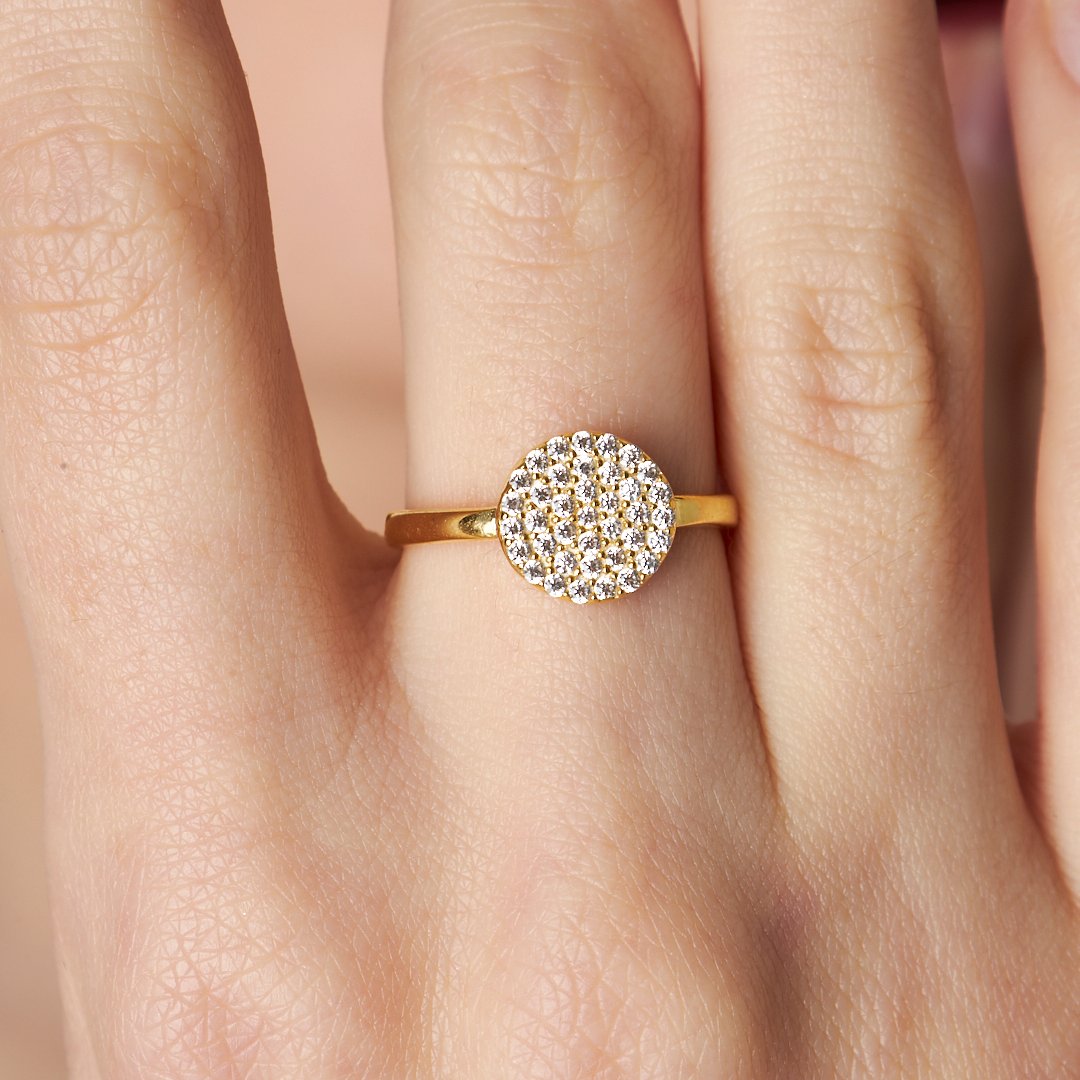 Taşlı Yuvarlak Yüzük - 925 GÜMÜŞ