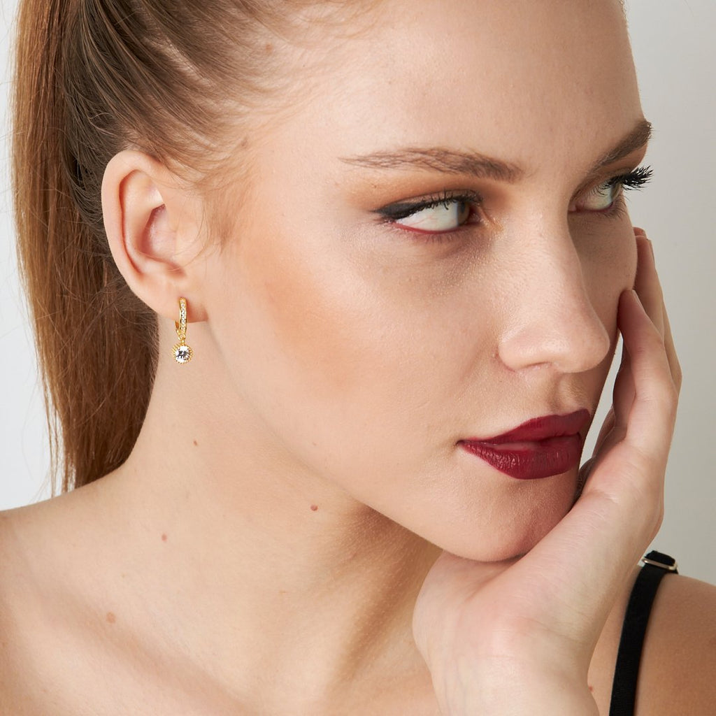 Minimal Tek Taş Küpe - 925 GÜMÜŞ