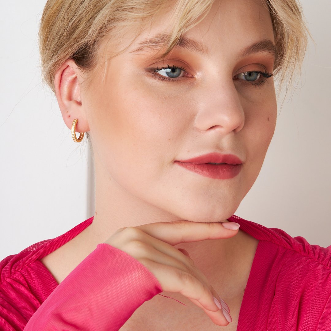 Taşlı Yuvarlak Küpe - 925 GÜMÜŞ