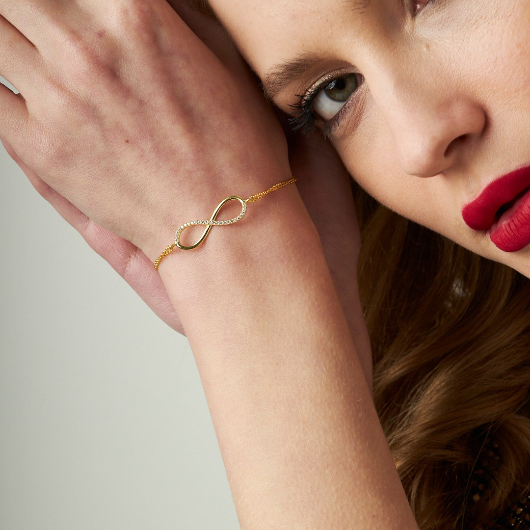 Taşlı Sonsuzluk Bilekliği - 925 GÜMÜŞ