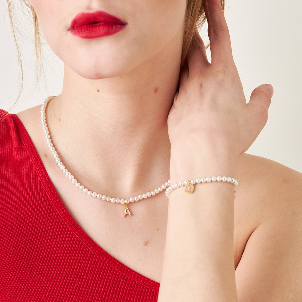 Taşlı İnci Harf Seti - 925 GÜMÜŞ