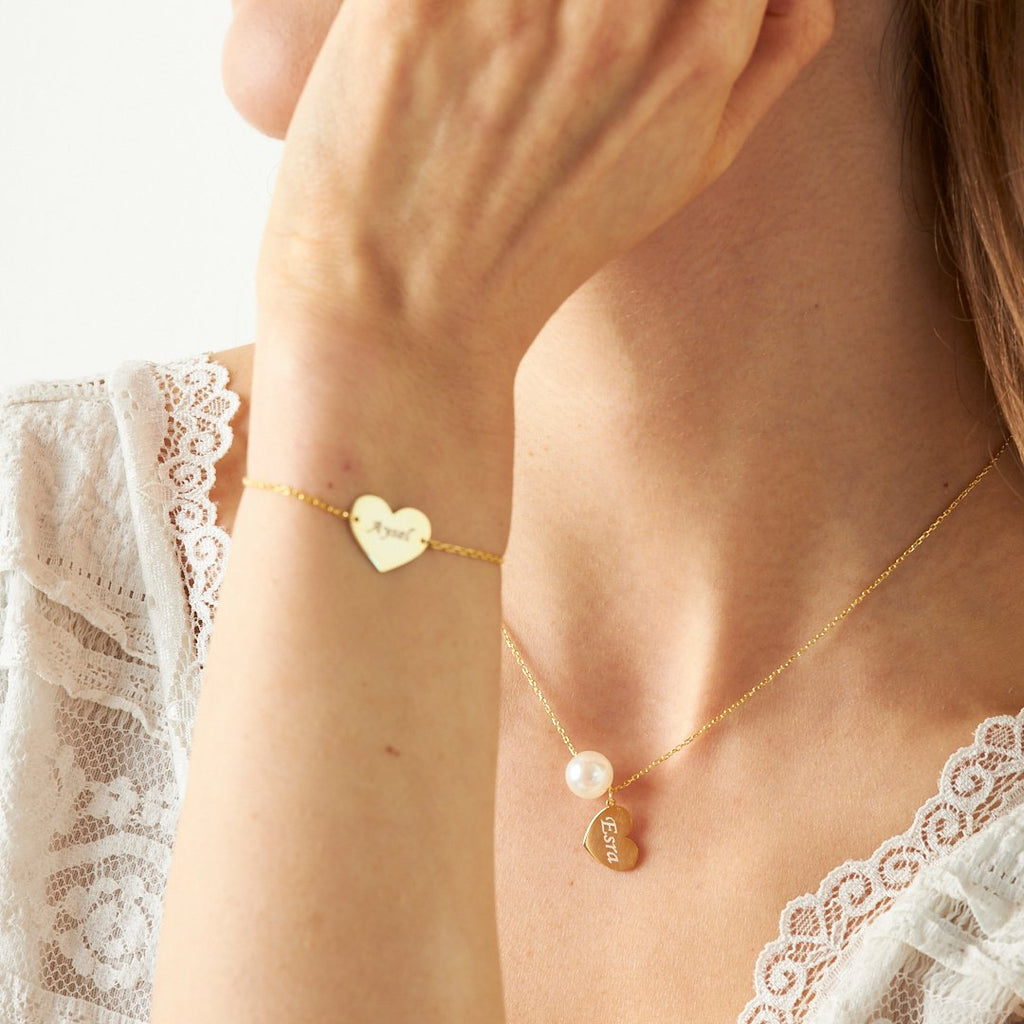 İsimli Tabela Kalp Seti - 925 GÜMÜŞ