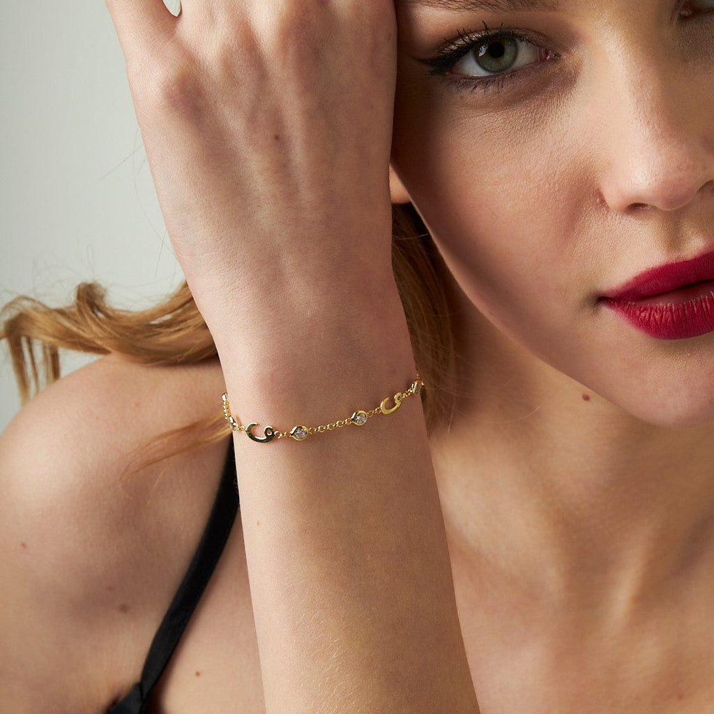 Taşlı Vav Bileklik - 925 GÜMÜŞ