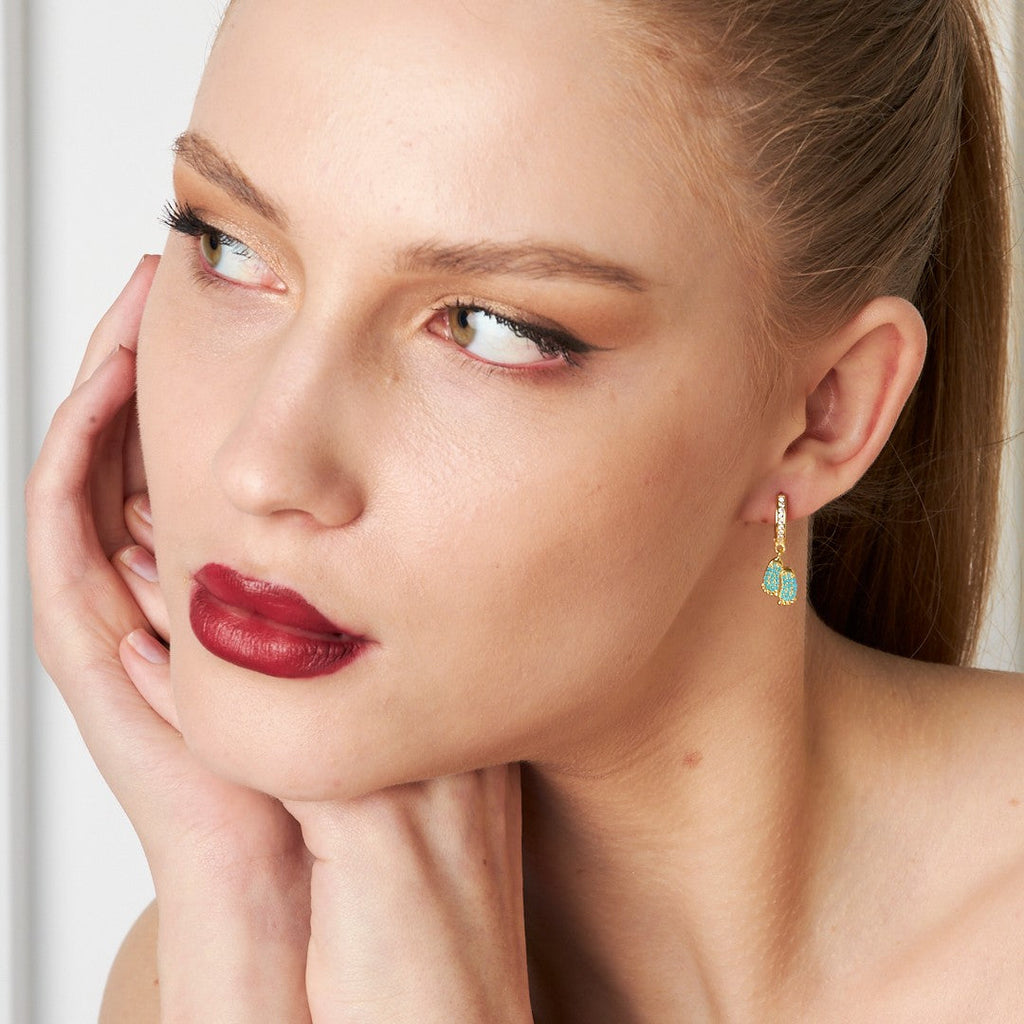 Taşlı Bebek Ayak Küpesi - 925 GÜMÜŞ