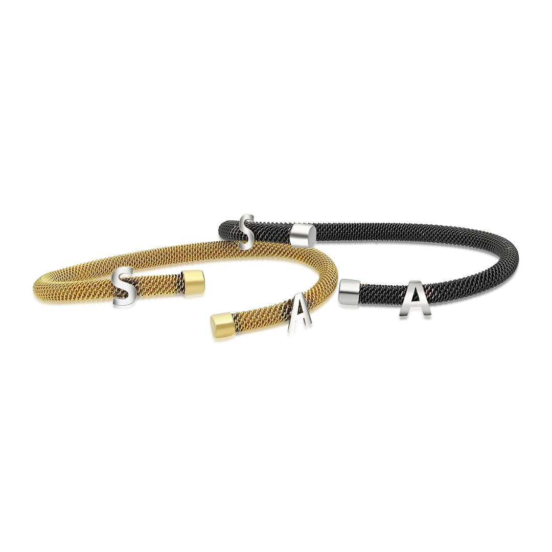 Basit harfli Hasır Bileklik - 925 GÜMÜŞ