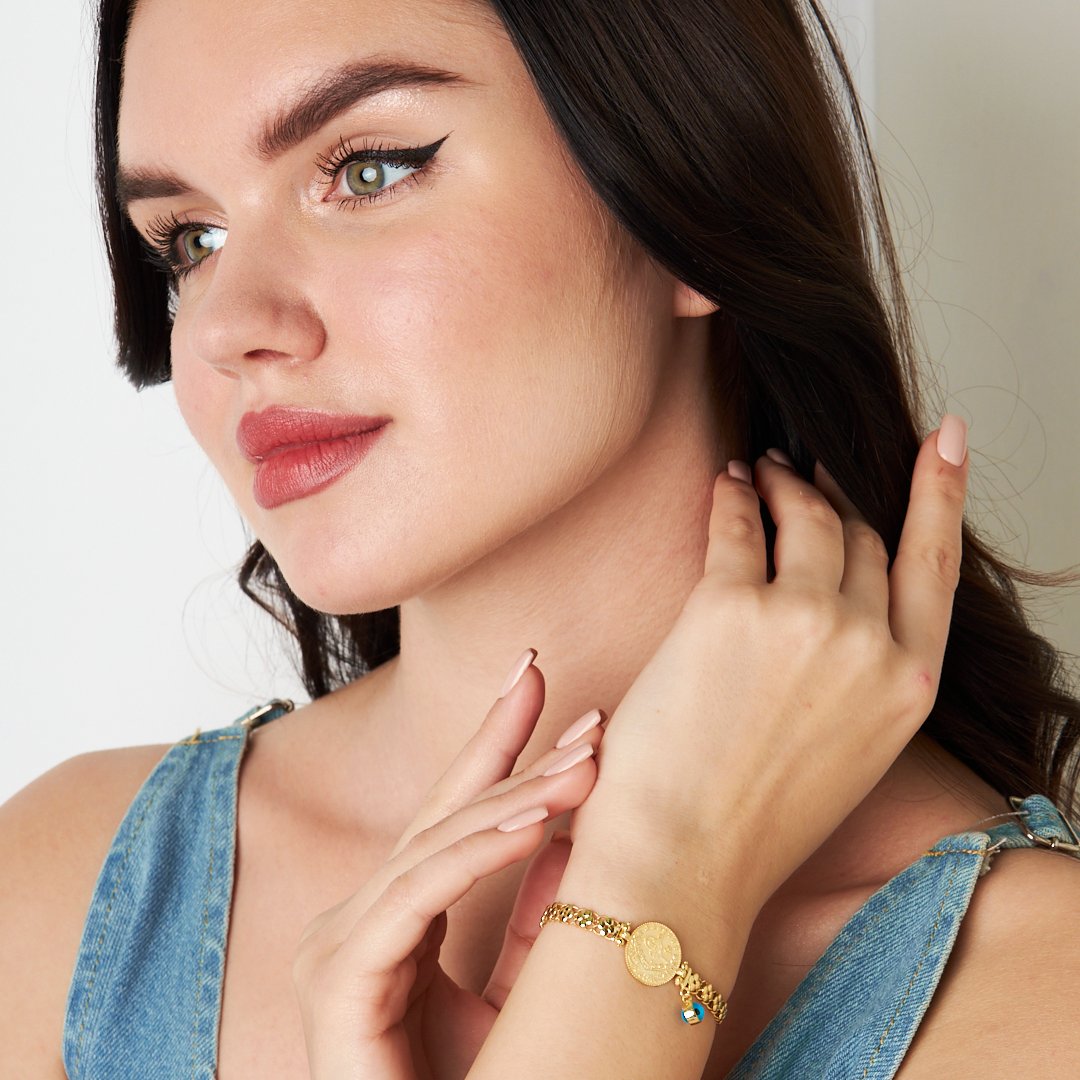 Dört Yapraklı Yonca Zincirli Nazar Bileklik - 925 GÜMÜŞ