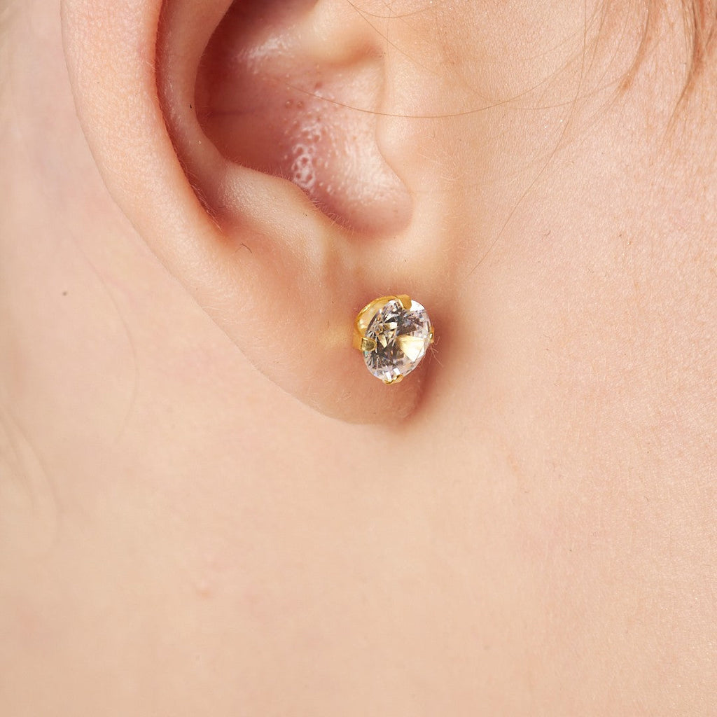 Oval Tek Taş Küpe - 925 GÜMÜŞ