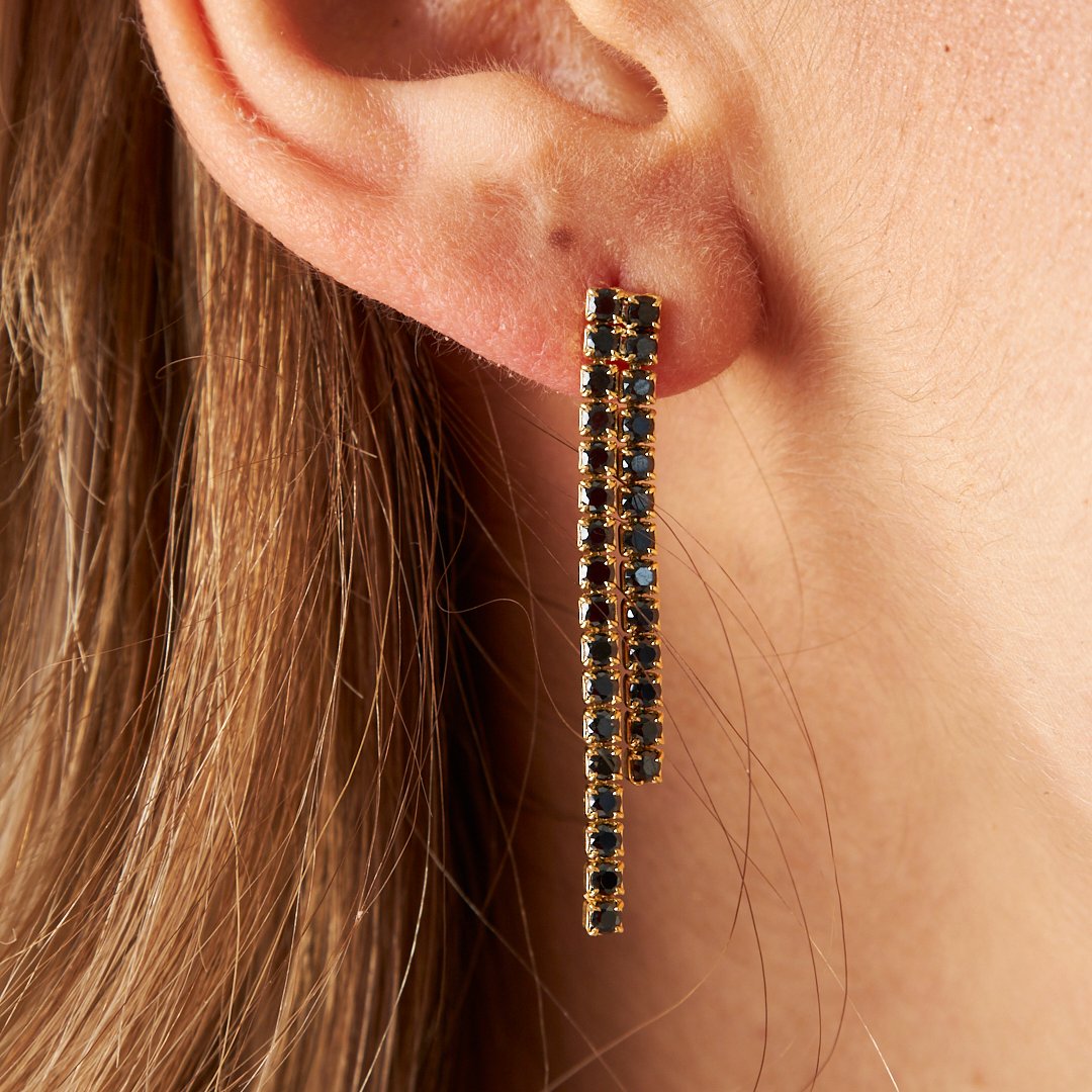 Siyah taşlı Su Yolu Seti - 925 GÜMÜŞ