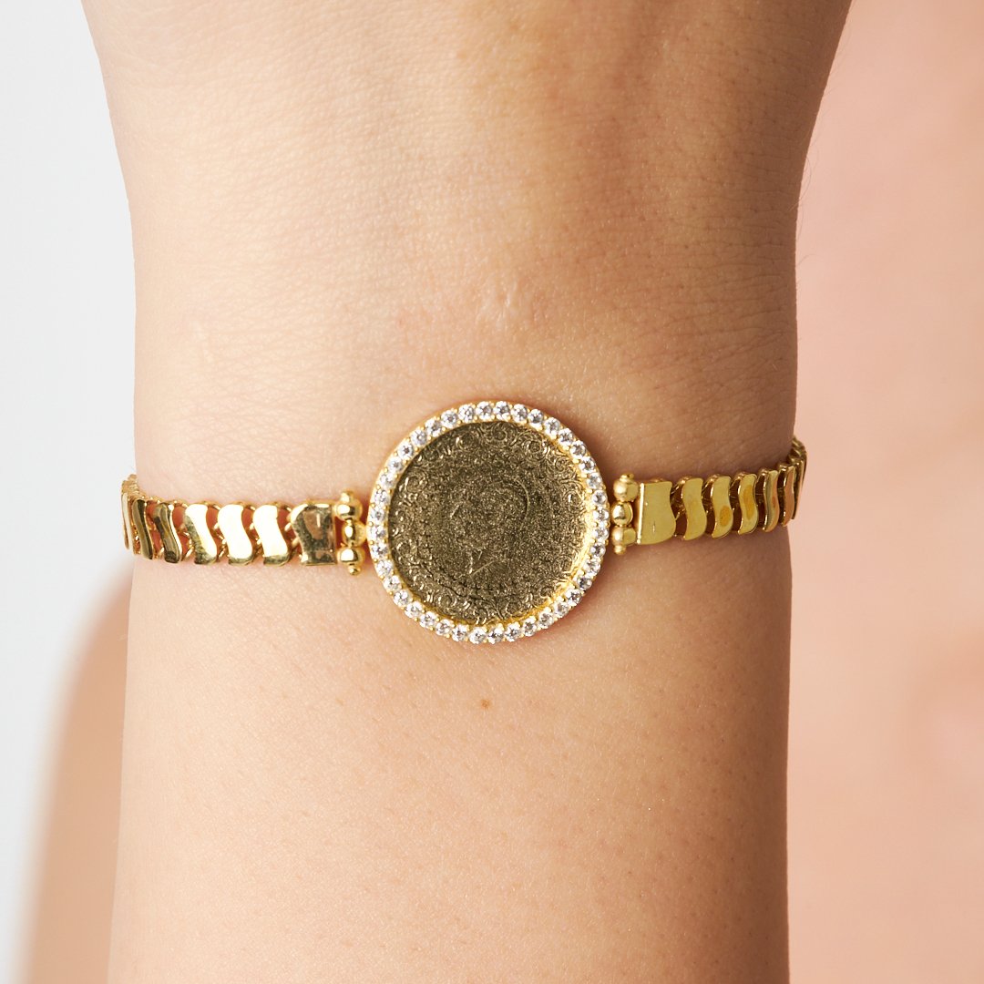 Çerçeveli Çeyrek Zincir Bileklik - 925 GÜMÜŞ