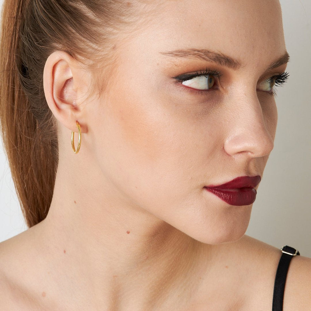 İşlemeli Taşsız Küpeler - 925 GÜMÜŞ