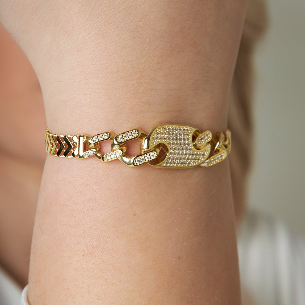 Zincir Düğmeli Bilezik - 925 GÜMÜŞ