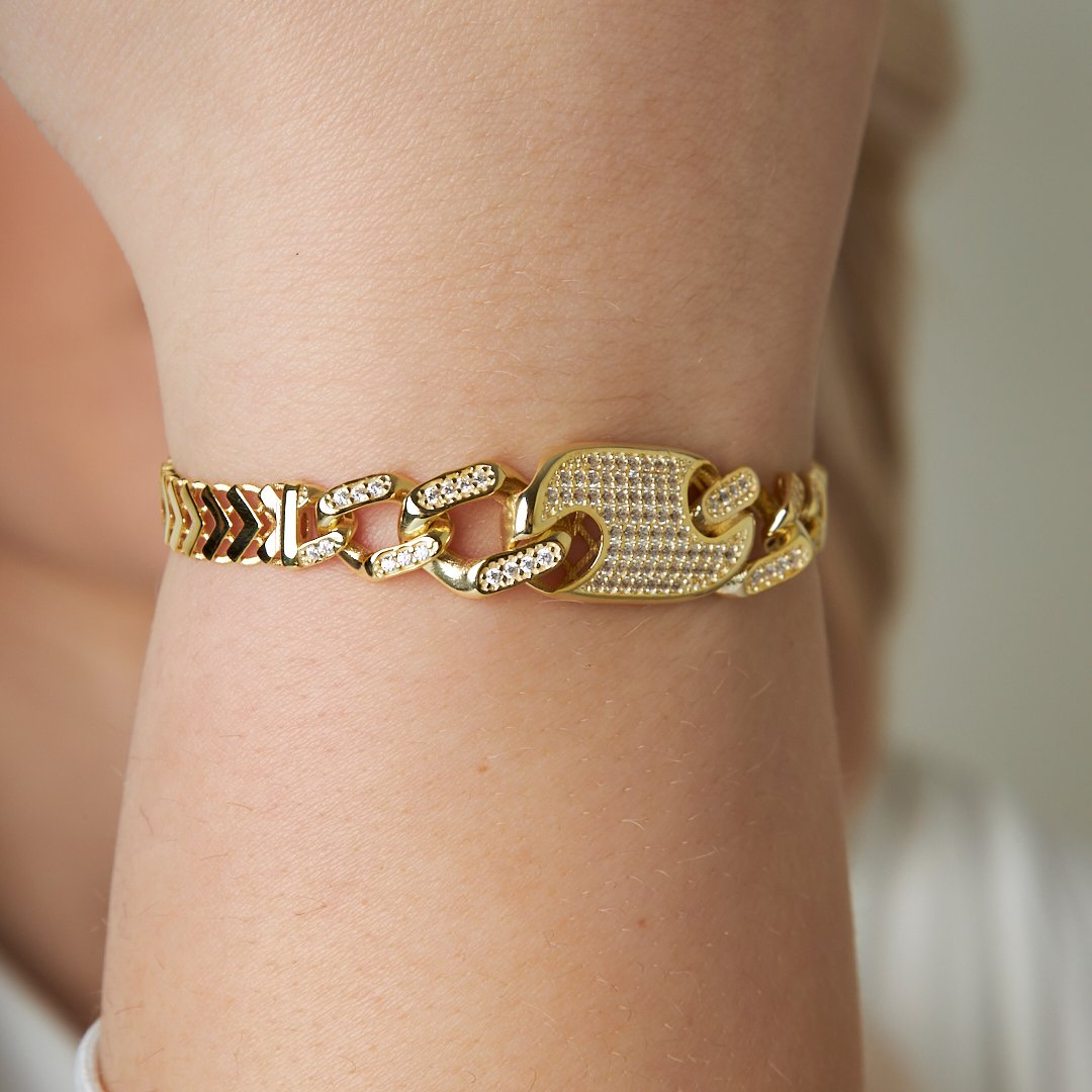 Zincir Düğmeli Bilezik - 925 GÜMÜŞ