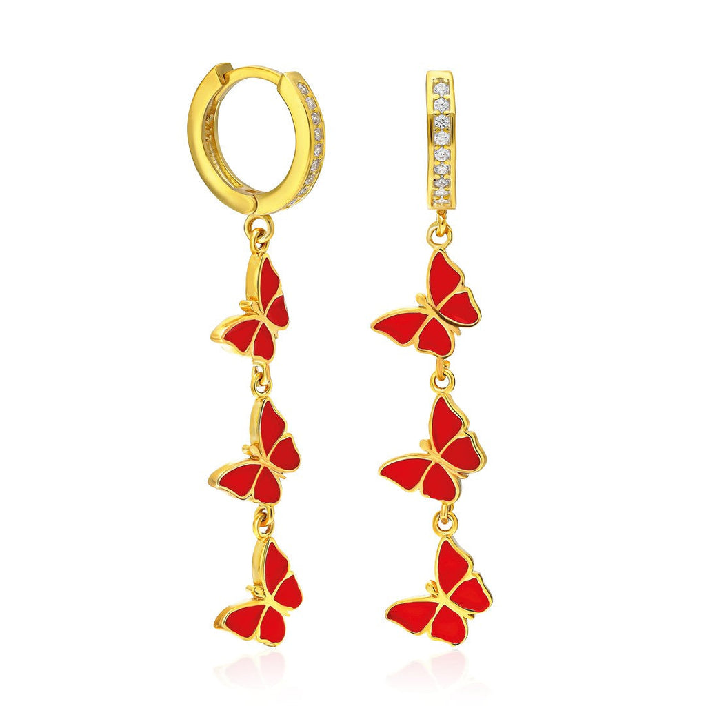 Sıralı Kelebek Küpe - 925 GÜMÜŞ