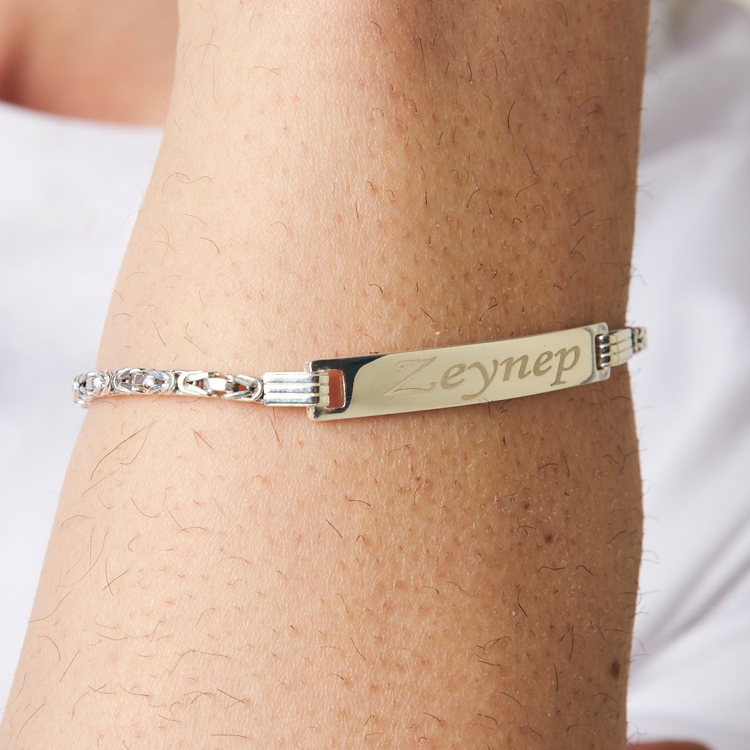 Kral Zincirli İsim Bileklik - 925 GÜMÜŞ