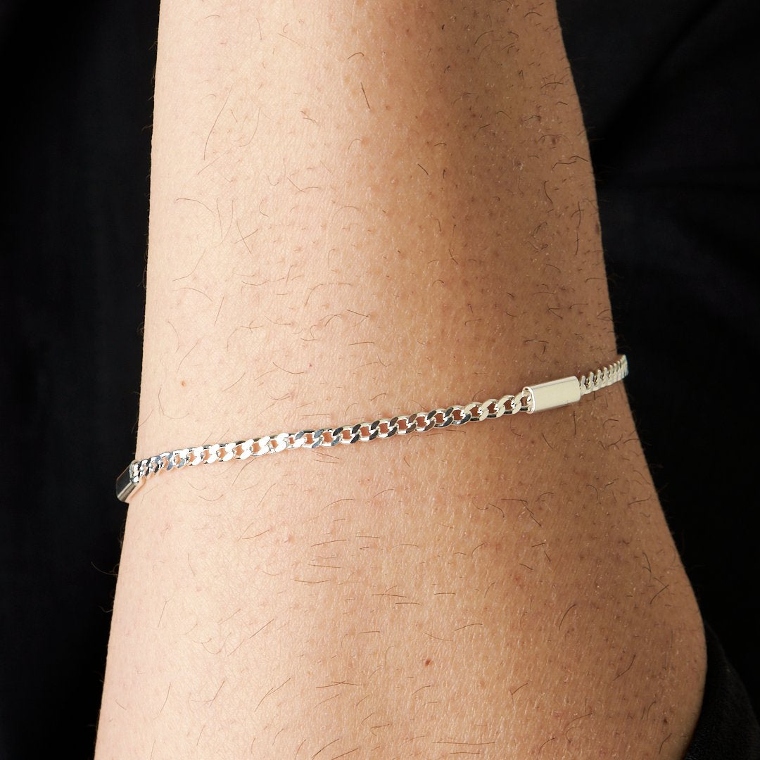 Parçalı Gurme Zincir Bileklik - 925 GÜMÜŞ