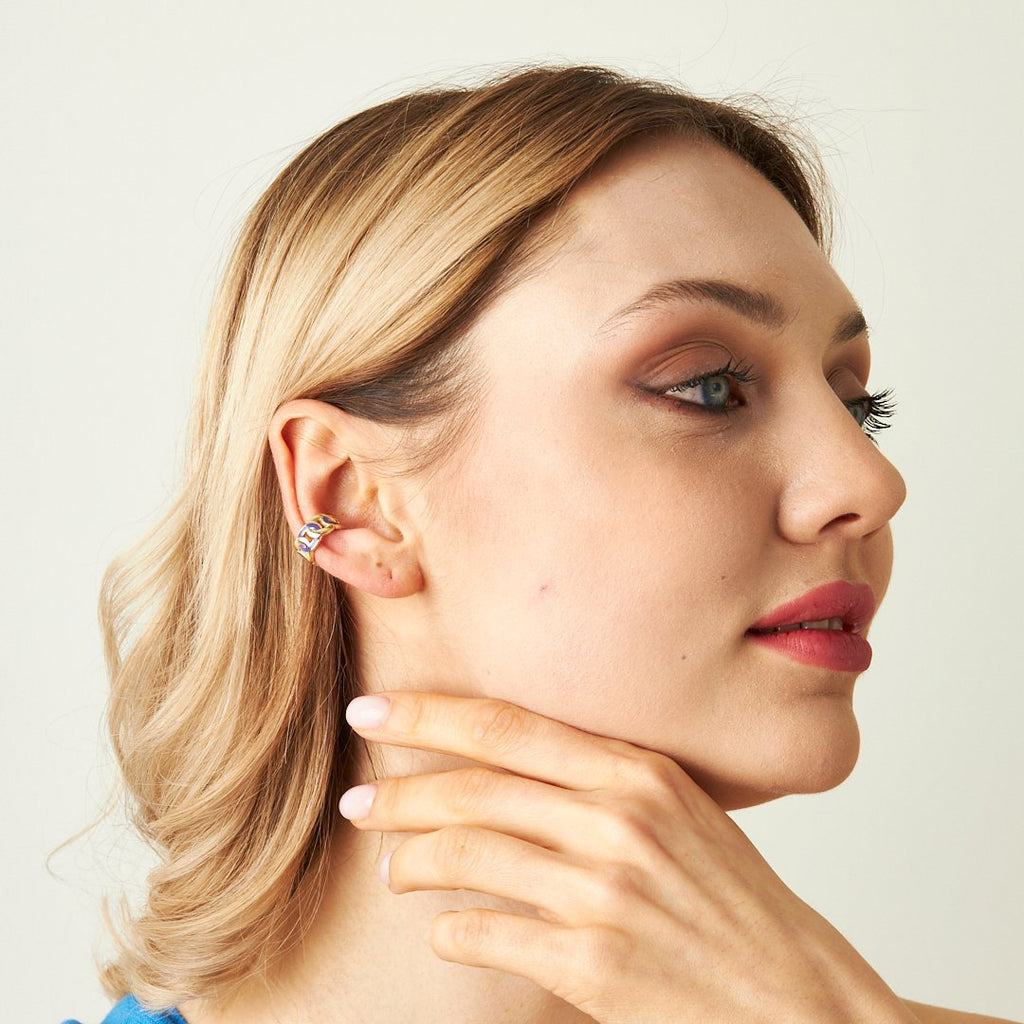 Agua Taşlı Kıkırdak Küpe - 925 GÜMÜŞ