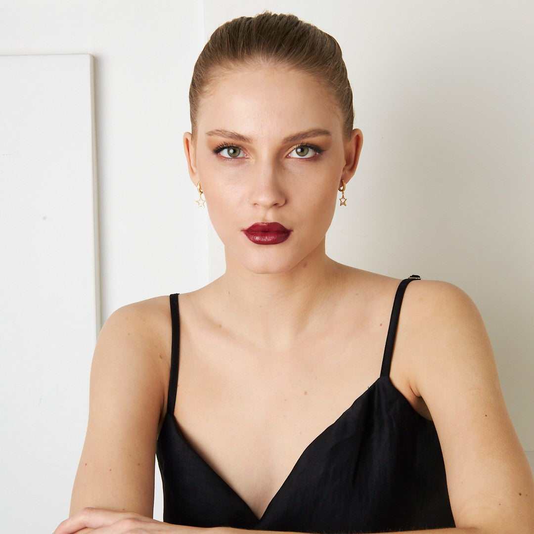 Parıltılı Yıldız Küpe - 925 GÜMÜŞ