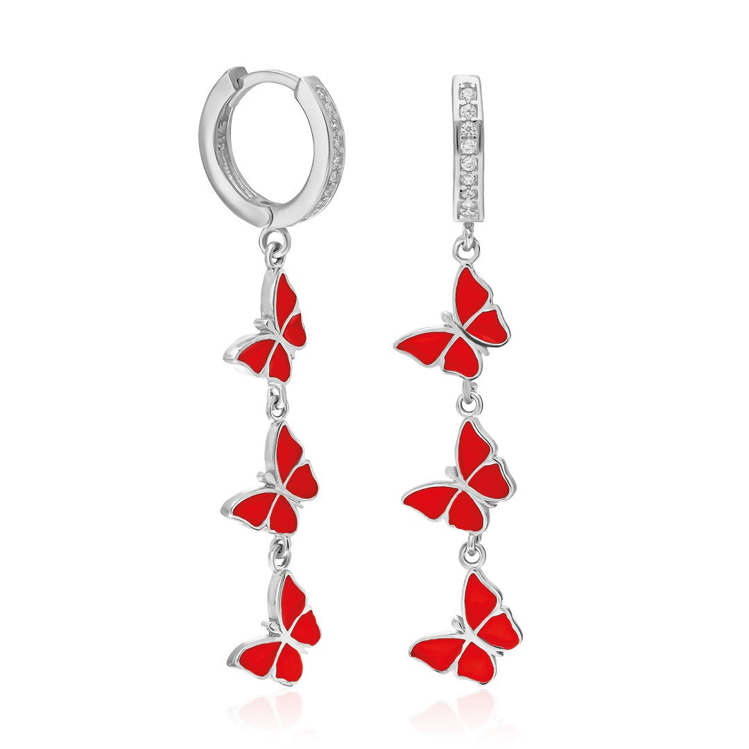 Sıralı Kelebek Küpe - 925 GÜMÜŞ